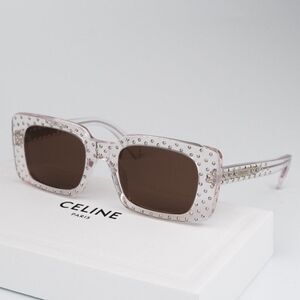 NEW Celine CL4213IS 27E ANIMATION XMAS Crystal Brown Rectangle Women Sunglasses